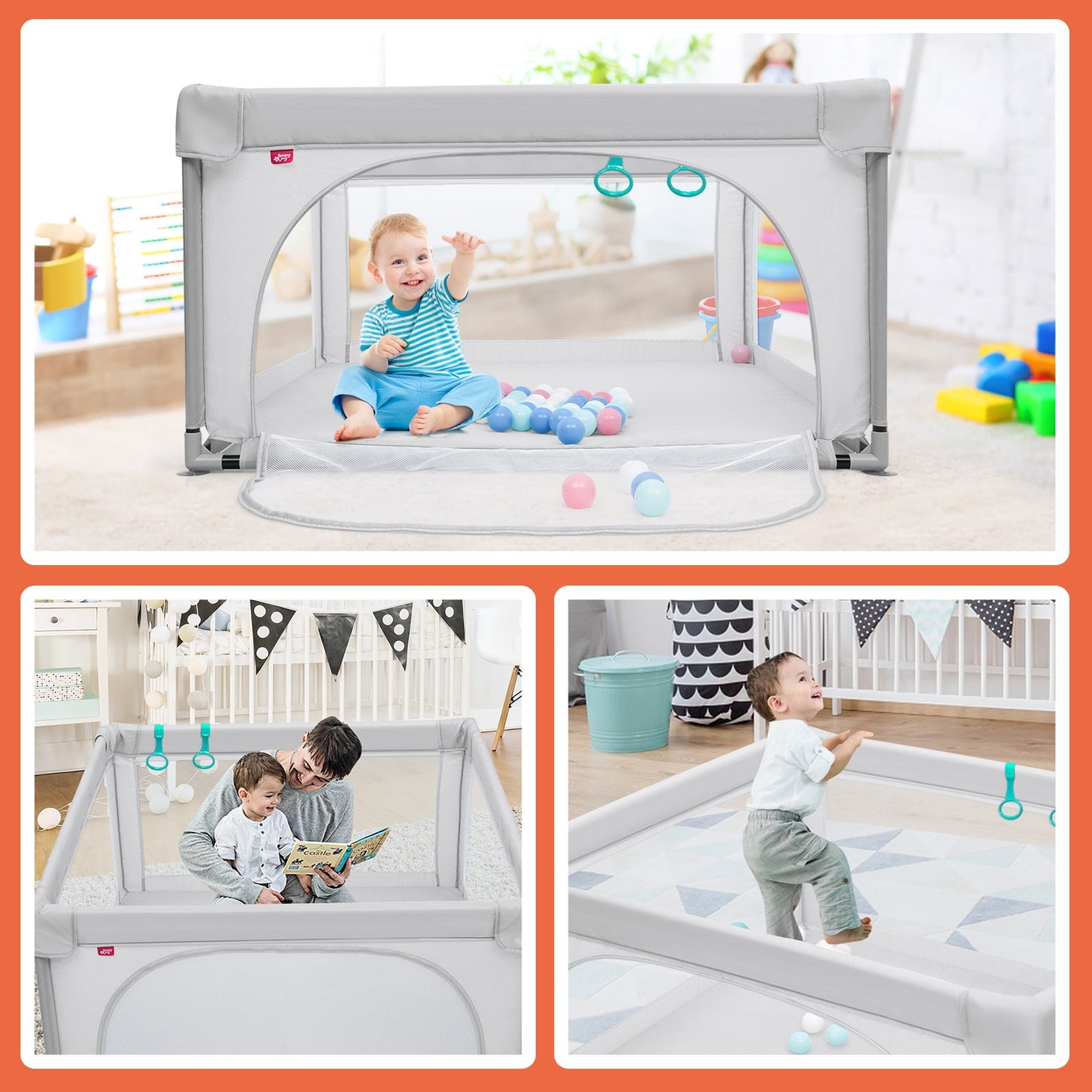Quality Grey Playpen with Ocean Balls - Buy Today Quality Grey Playpen with Ocean Balls - Buy Today