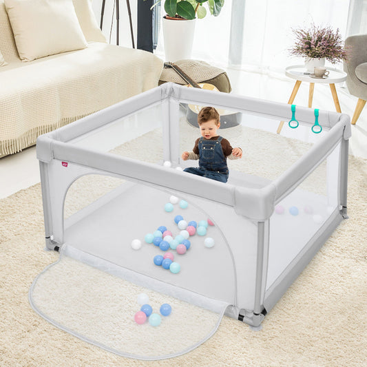 Toddlers' Grey Playpen Safety Activity Fence with 50 Ocean Balls