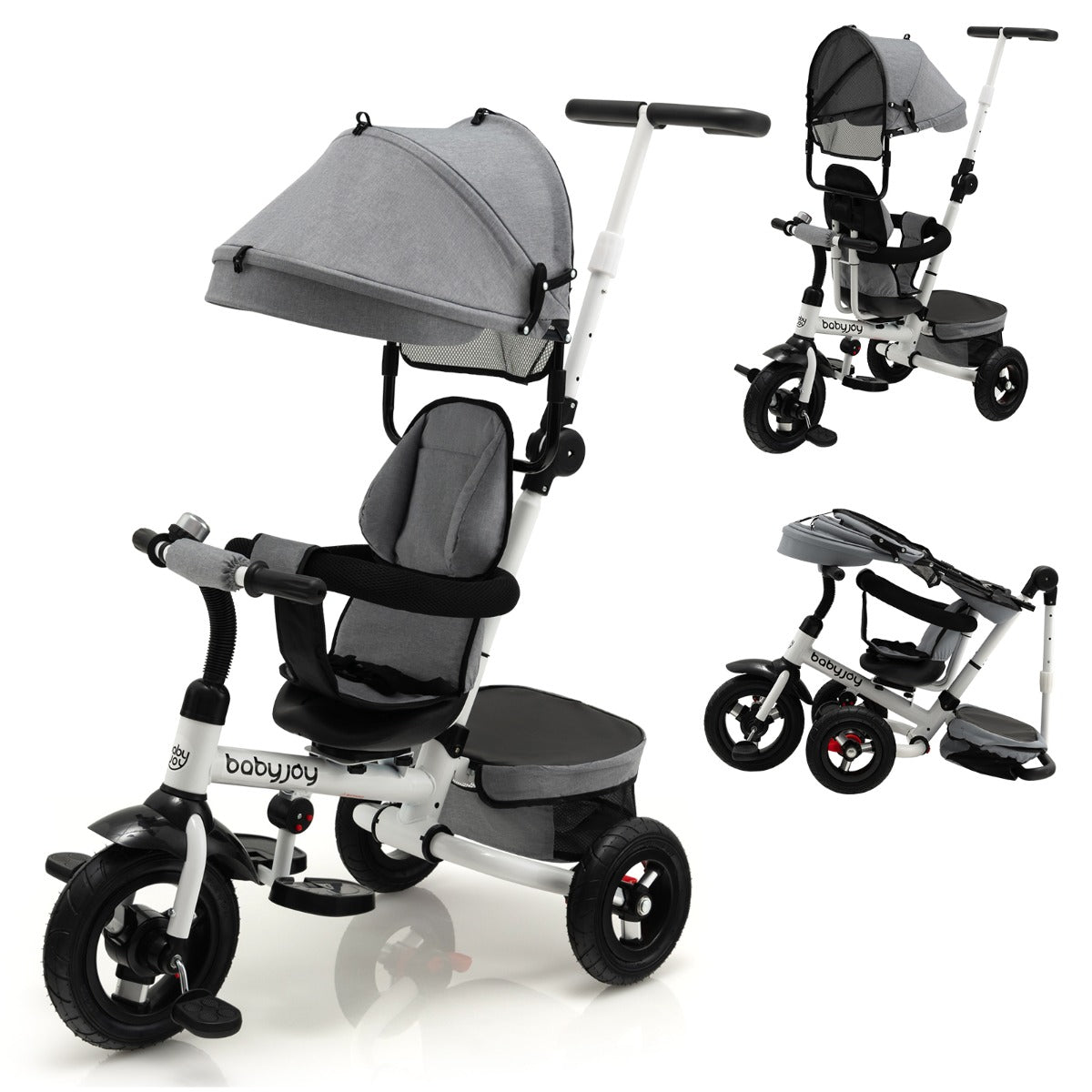 Shop Grey Baby Stroller Tricycle with Sun Canopy & Reversible Seat