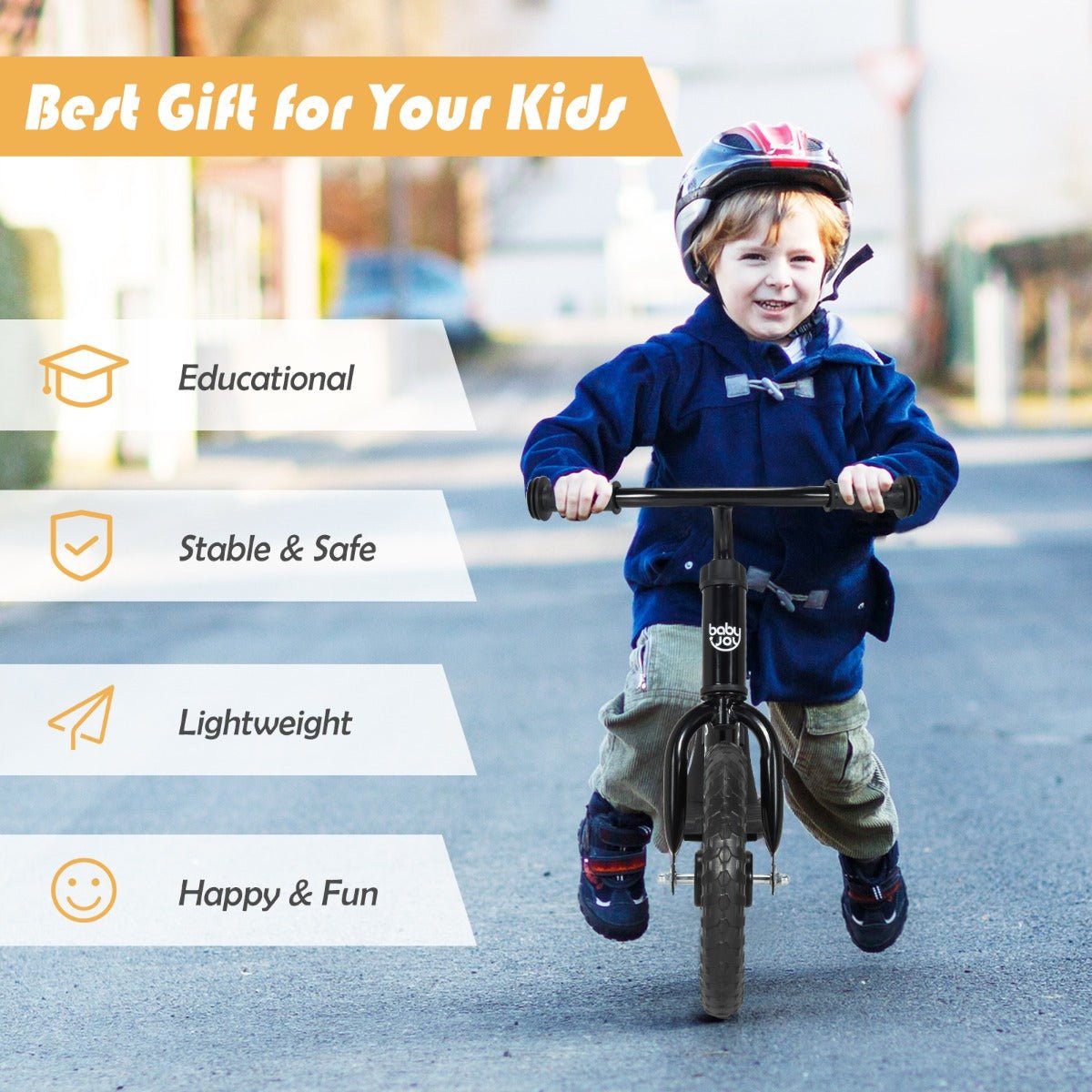 Sparking Adventure: Adjustable Black Balance Bike for Children
