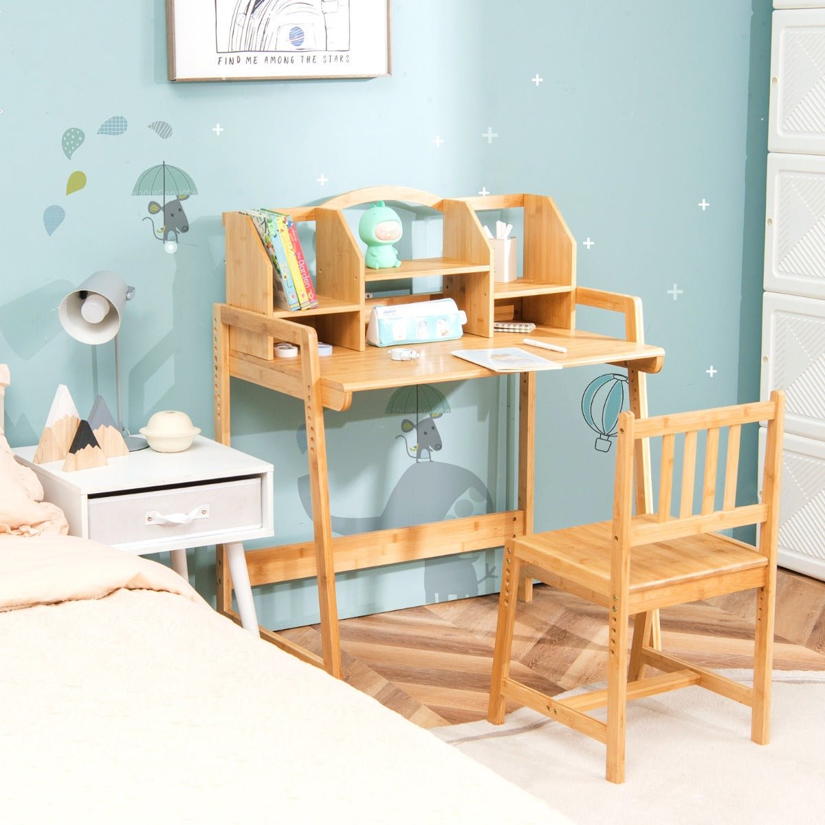 Sustainable Playroom Desk Set in Bamboo