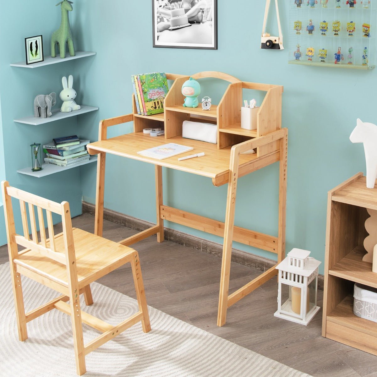 Multi-Functional Bamboo Study Desk for Toddlers