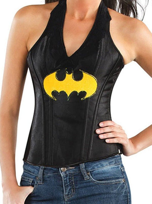 Batgirl DC Comics faux leather corset for adults, ideal for dress-up or cosplay.