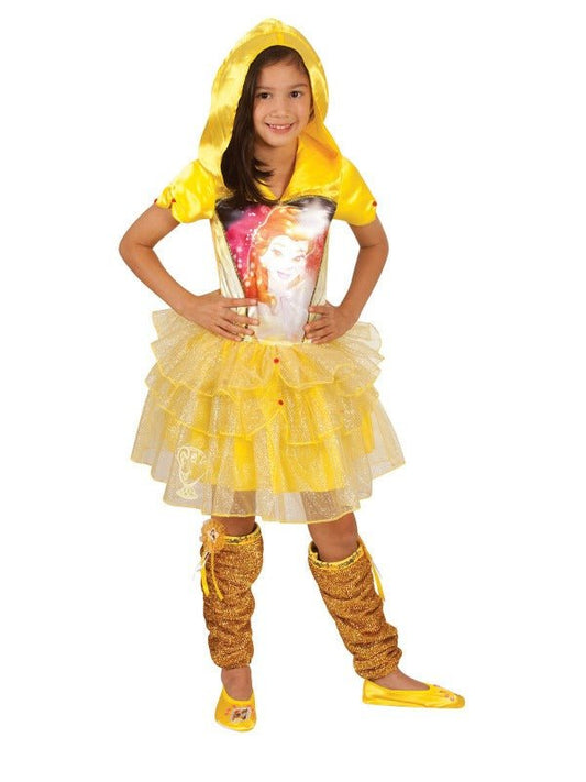 Girls Disney Belle leg warmers with sparkles for princess dress-up, perfect for at-home play.
