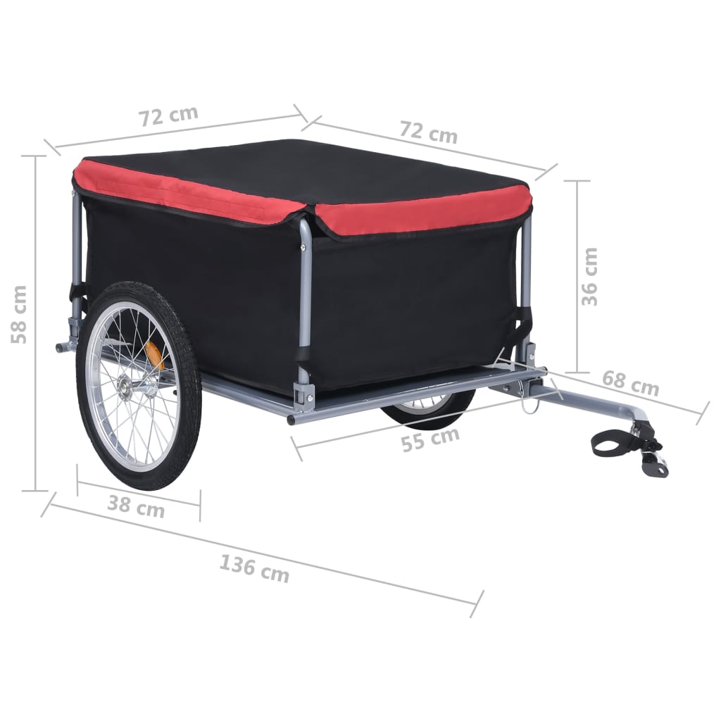 vidaXL Bike Cargo Trailer Black and Red 65 kg