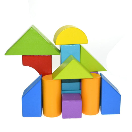 Colorful block building logic game for childrens creative play and learning at home.