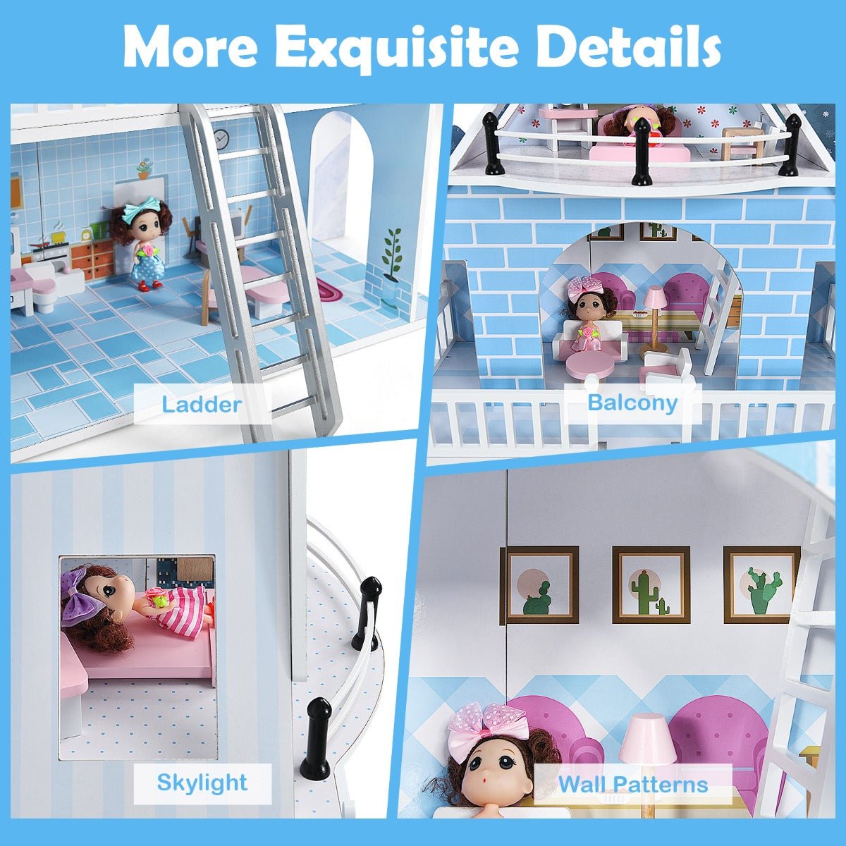 Tiny Treasures: Wooden Dollhouse Playset with 15-Piece Furniture for Playful Discovery Tiny Treasures: Wooden Dollhouse Playset with 15-Piece Furniture for Playful Discovery