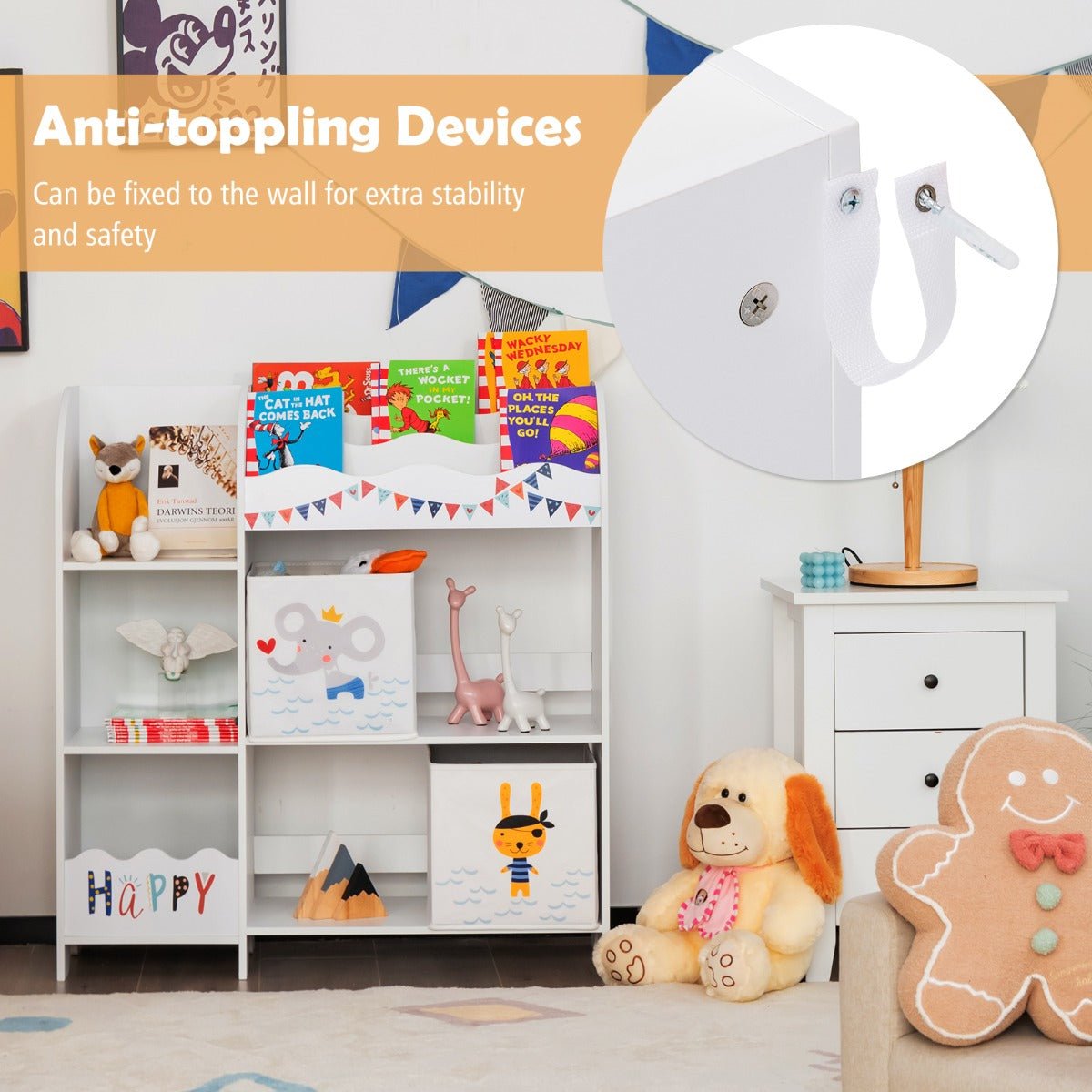 Child's Room Bookshelf Toy Storage with Display Shelf and Bin - Organized Play
