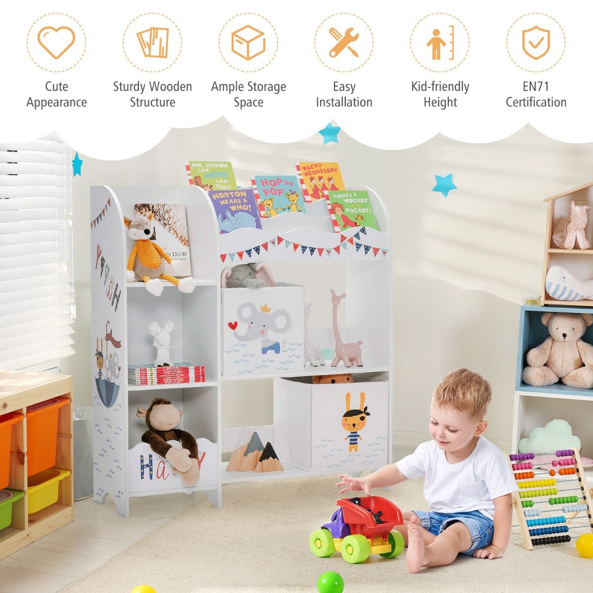 Display Shelf Toy Storage with Storage Bin - Keeping Kids Play Area Neat