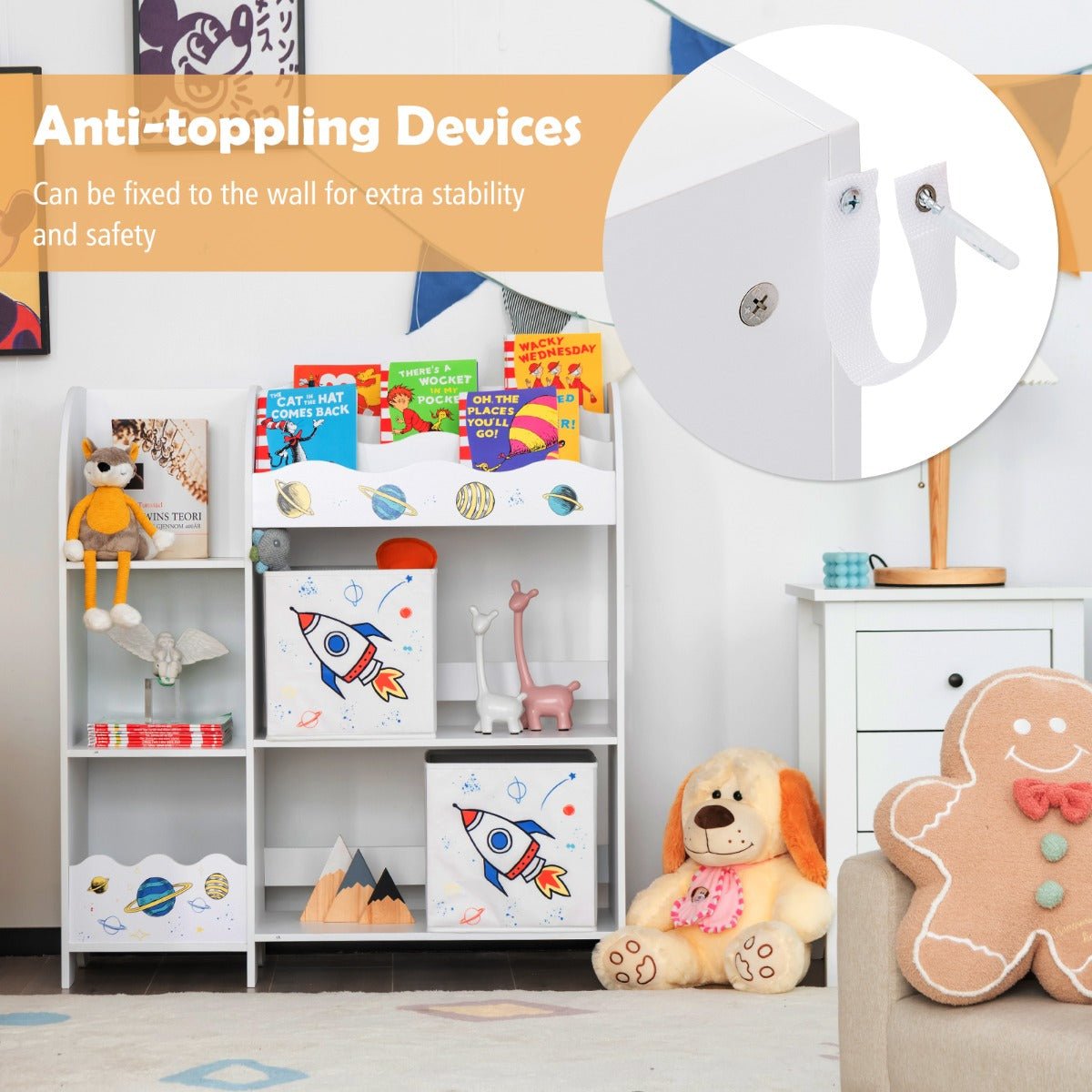 Child's Room Bookshelf Toy Storage with Display Shelf and Rack - Organized Play