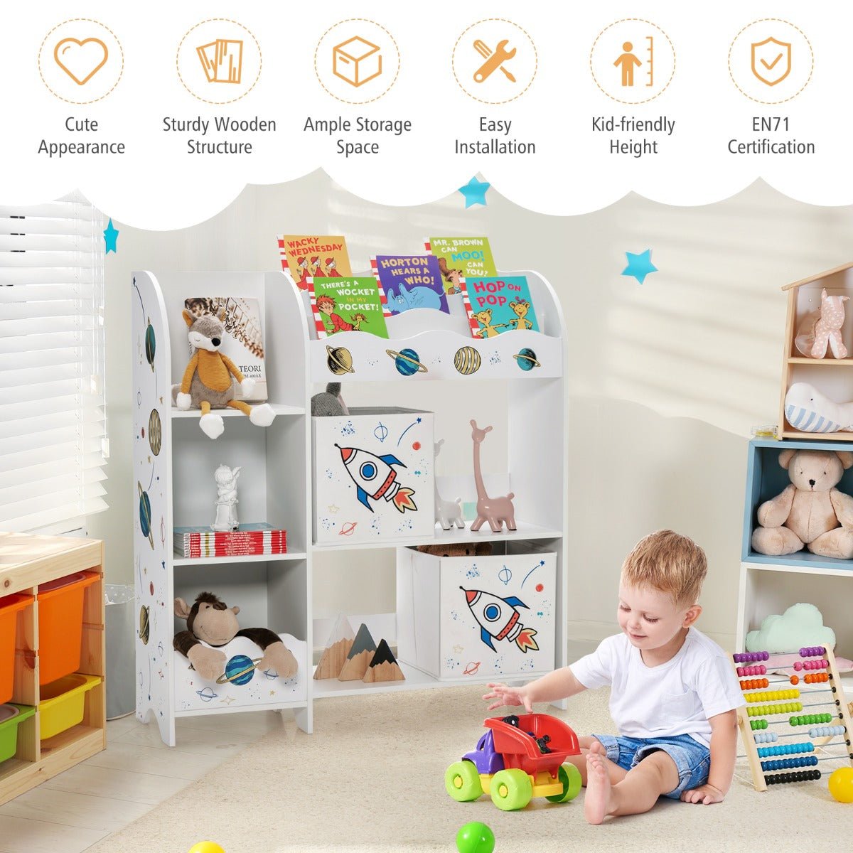 Kids Toy Storage Display Shelf with Storage Rack - Neat and Organized Play Kids Toy Storage Display Shelf with Storage Rack - Neat and Organized Play