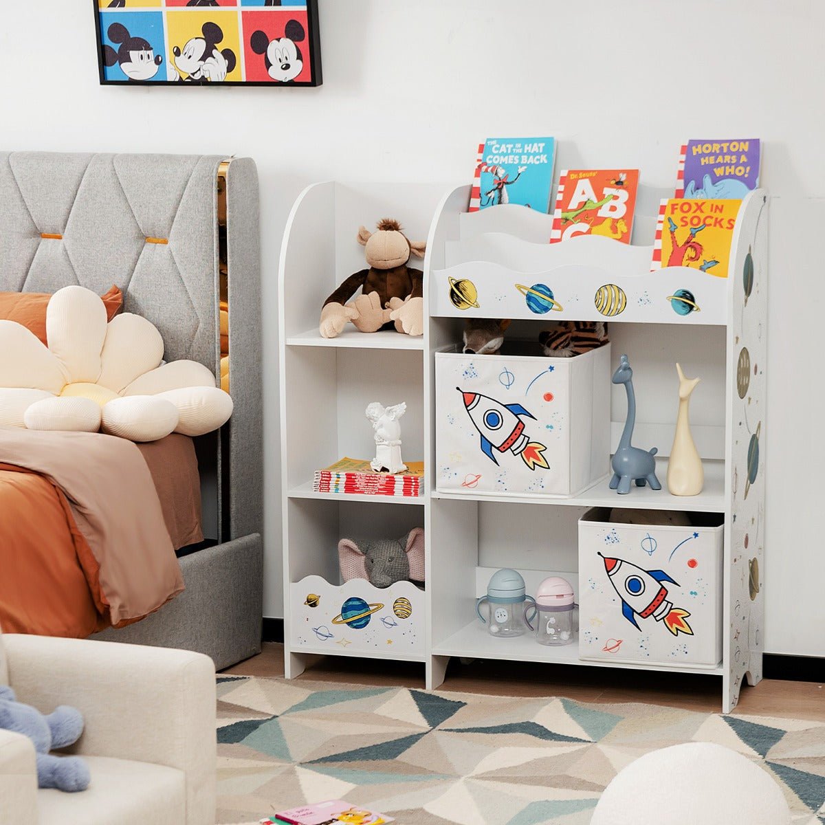 Kids Bookshelf Toy Storage with Display Shelf and Storage Rack - Tidy Playtime