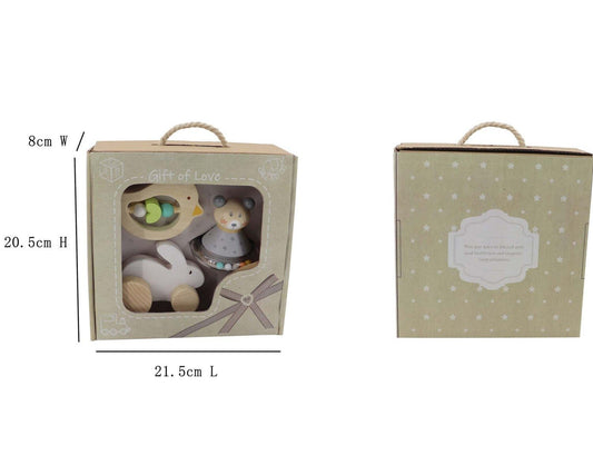 Cute animal-themed 3-piece baby gift set, perfect for creating a peaceful nursery ambiance.
