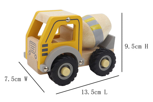 Charming cement truck toy in serene colors, ideal for imaginative play at home.
