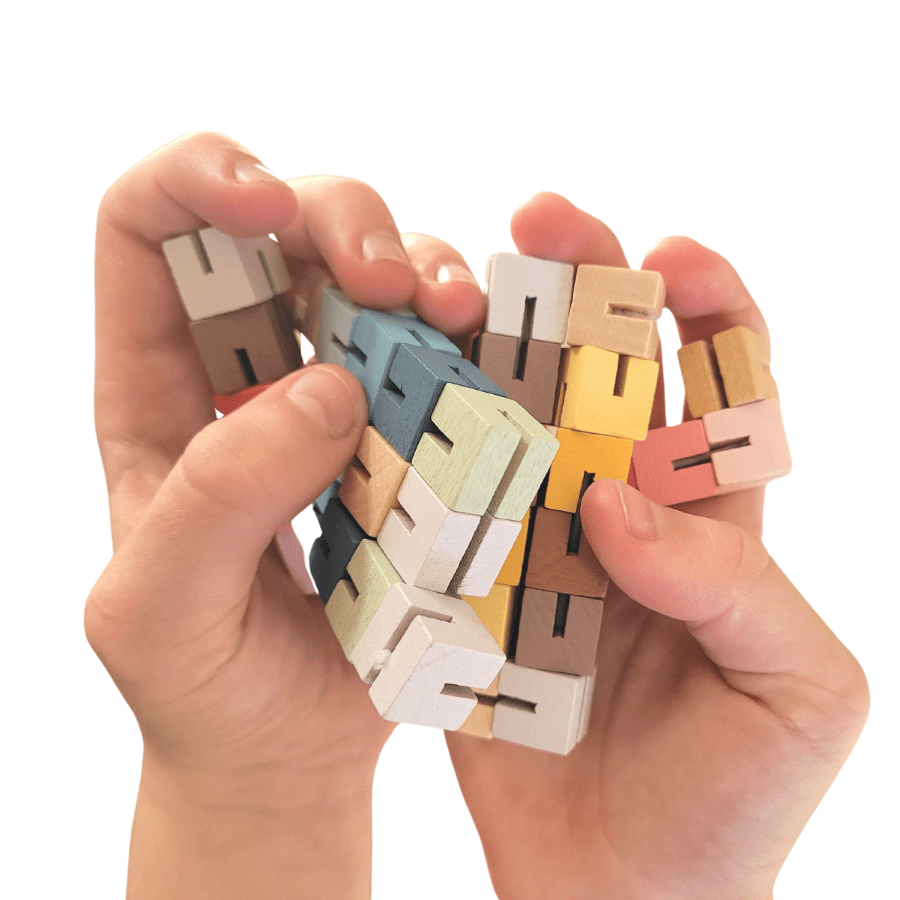 Colorful twist and lock blocks for imaginative play, enhancing fine motor skills. Great for kids.