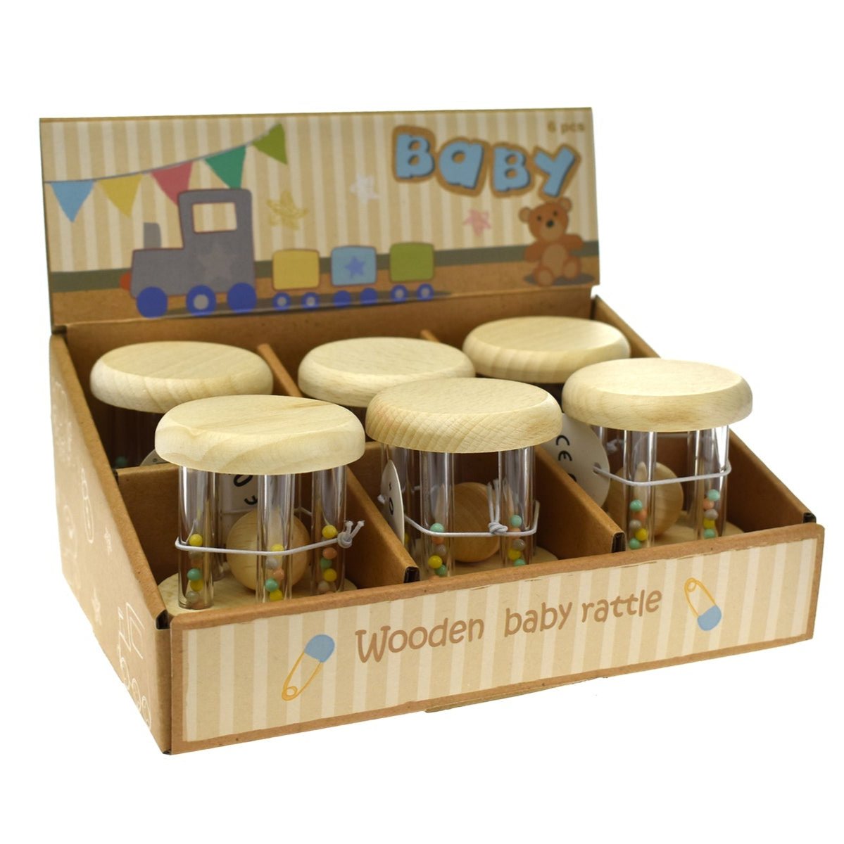 Colorful rainbow bead wooden rattle for soothing and stimulating play, perfect for infants. Colorful rainbow bead wooden rattle for soothing and stimulating play, perfect for infants.