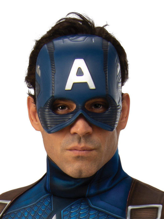 Captain America adult costume featuring Marvels official deluxe design for childrens imaginative play.