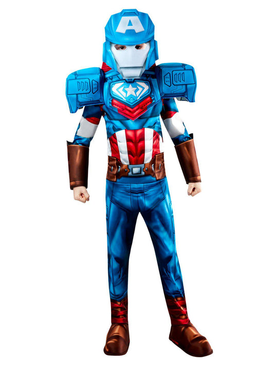 A vibrant Captain America costume for kids home dress-up playtime by Marvel Avengers.