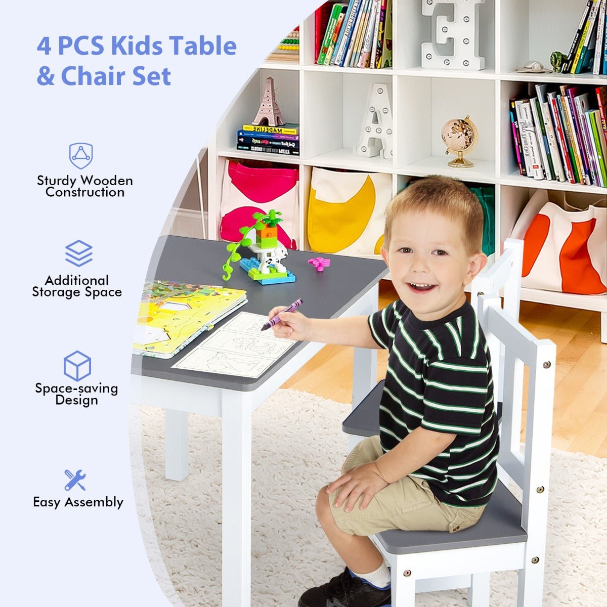 Kids Table with Storage Bench and Chairs - A Corner of Creativity