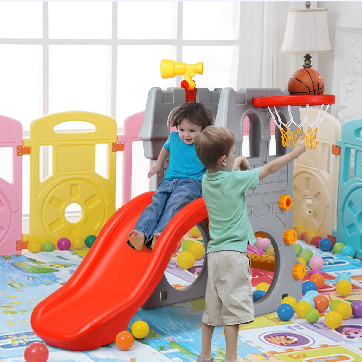 Children's Climber Slide with Basketball Hoop - Active Play for Indoors & Outdoors