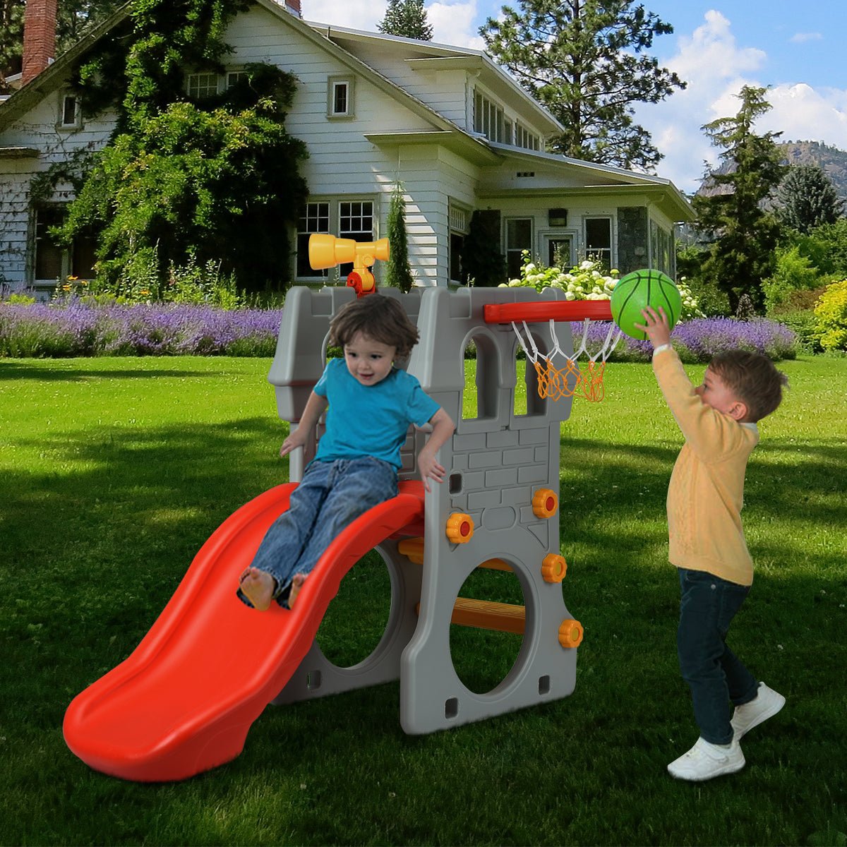 Kids Climber Slide Set - Active Play with Basketball Hoop for Fun
