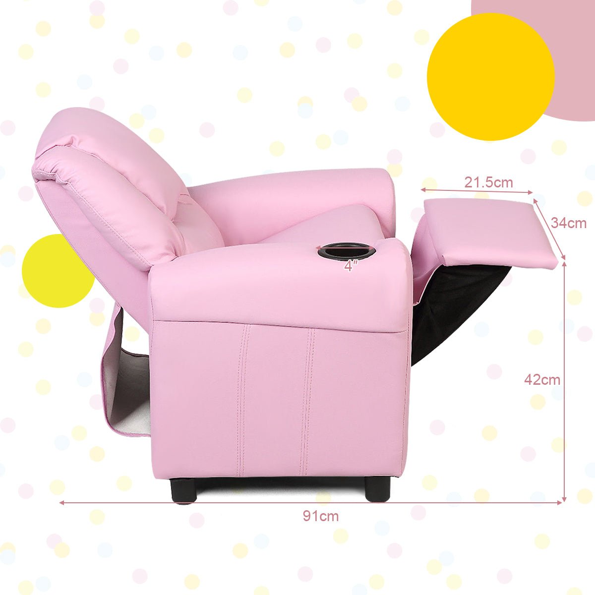Children's Recliner Chair in Pink with Ergonomic Armrest: Relax in Style