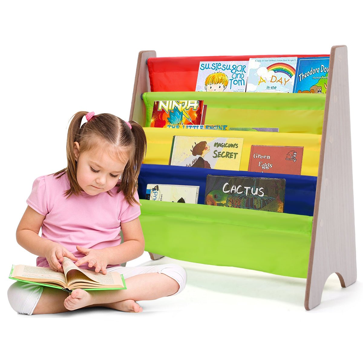 Children's Book Organizer - 4 Compartments for Neat Book Storage