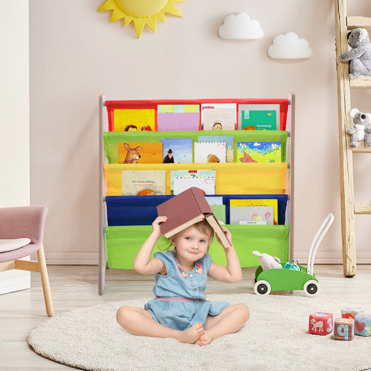 Children's Bookshelf with 4 Storage Compartments - Neatly Organize Books