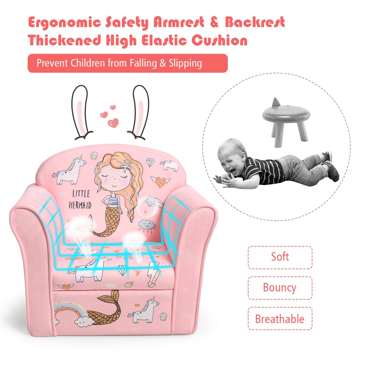 Kids Sofa with Lovely Mermaid Design: Dive into Bedroom Comfort and Delight