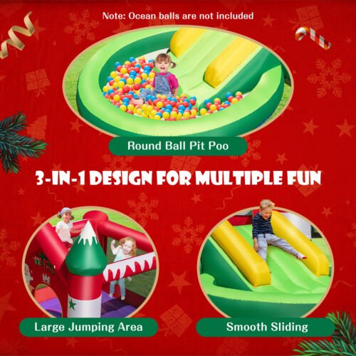 Christmas Bounce House with Slide & Trampoline - Holiday Adventure (Blower Included)