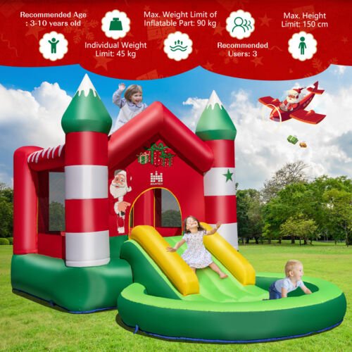 Christmas Inflatable Play Center - Slide, Trampoline, and Holiday Excitement (Blower Included)