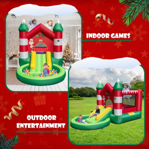 Indoor/Outdoor Christmas Bounce House - Slide, Trampoline, and Seasonal Fun (Blower Included)
