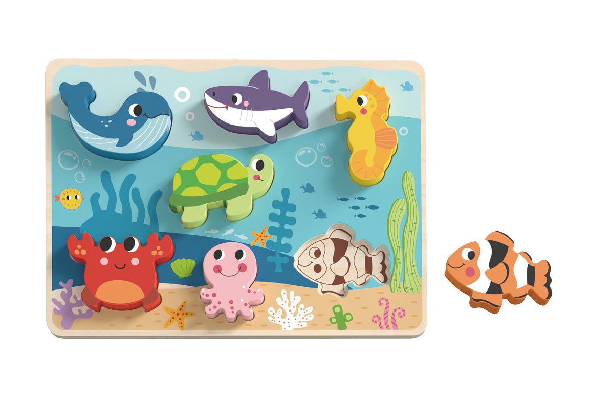 Marine-themed chunky puzzle for kids, perfect for developing motor skills and learning marine life.