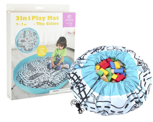 Children's cityscape play mat ready for sensory play
