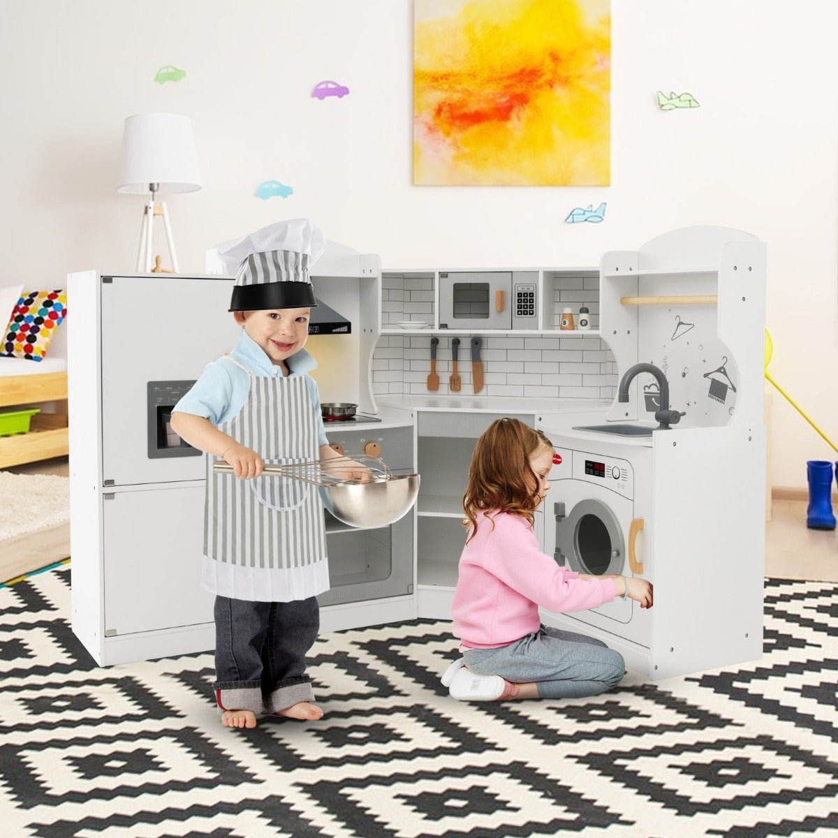 Gourmet White Wooden Play Kitchen for Kids