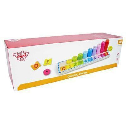 Colorful counting stacker toy, ideal for teaching numbers and building skills, perfect for kids.