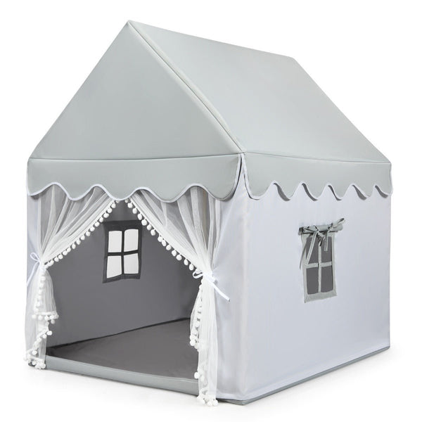 Charming Grey Kids Playhouse with Door and Windows for Cozy Adventures