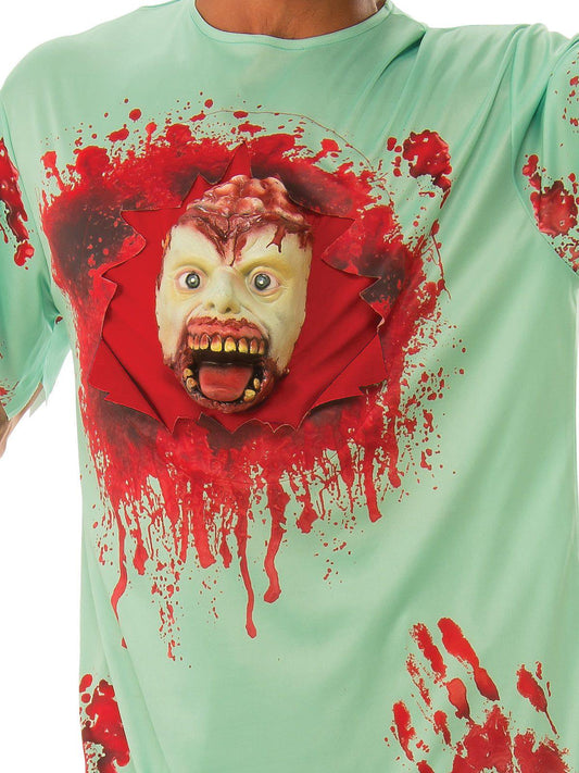 Halloween costume for adults features crazy patient design, perfect for spooky dress-up at home.