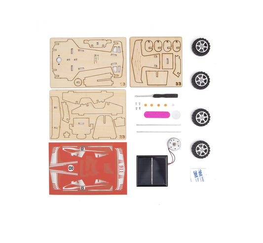 3D Wooden Solar Racing Car Kit | STEM craft project for kids, promotes learning through play.