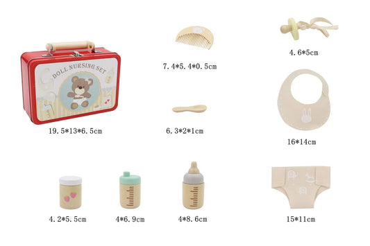 Wooden Pretend Toys for Dolls and Teddy Bears - Nurturing Playset