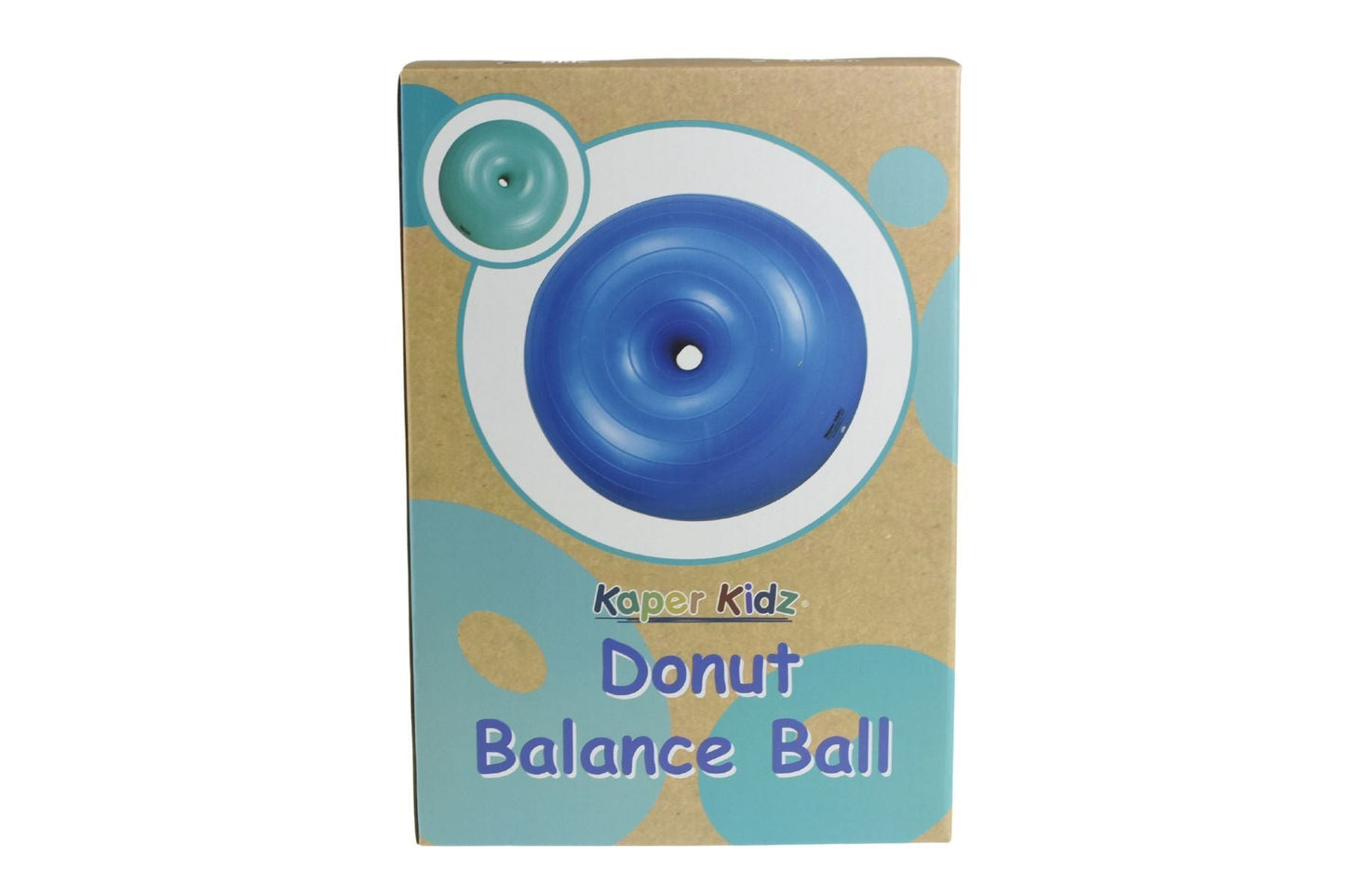 Blue Donut Balance Ball for kids, fun stability exercise promoting core strength and balance.