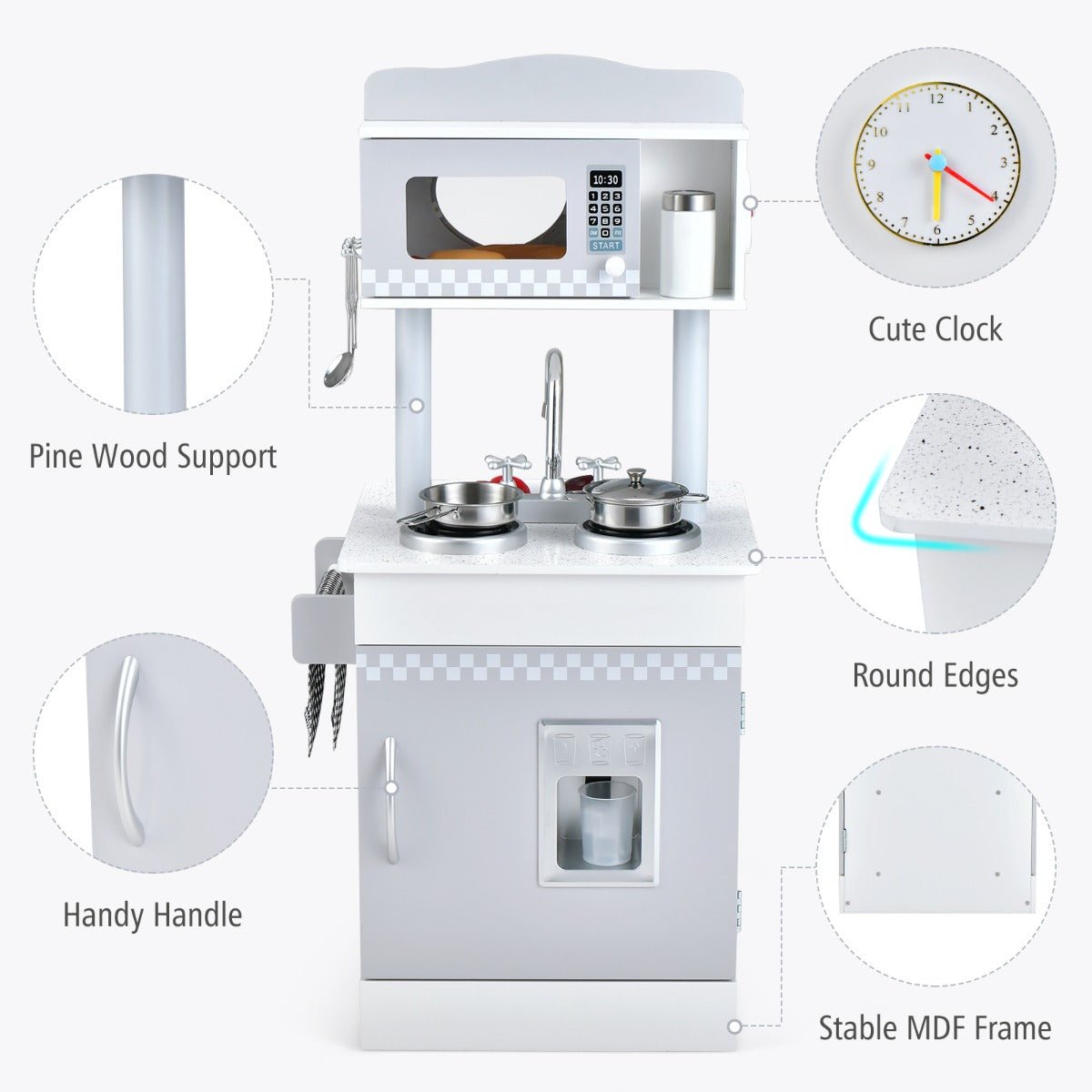 Engaging Learning: Double-Sided Play Kitchen for Ages 3+ with Cooking Sets Engaging Learning: Double-Sided Play Kitchen for Ages 3+ with Cooking Sets