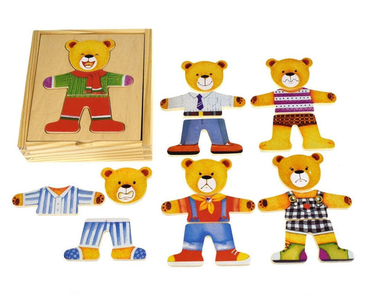 Adorable bear-shaped boy mannequin for kids dressing and imaginative play in bedroom decor.