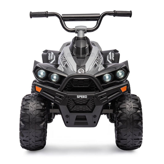 Black Electric Ride-On Quadbike ATV Toy Car for kids home playtime.