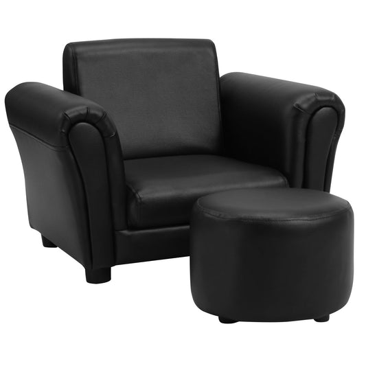 Baby and Children's Ergonomic Sofa with Footstool - Cozy Seating in Black