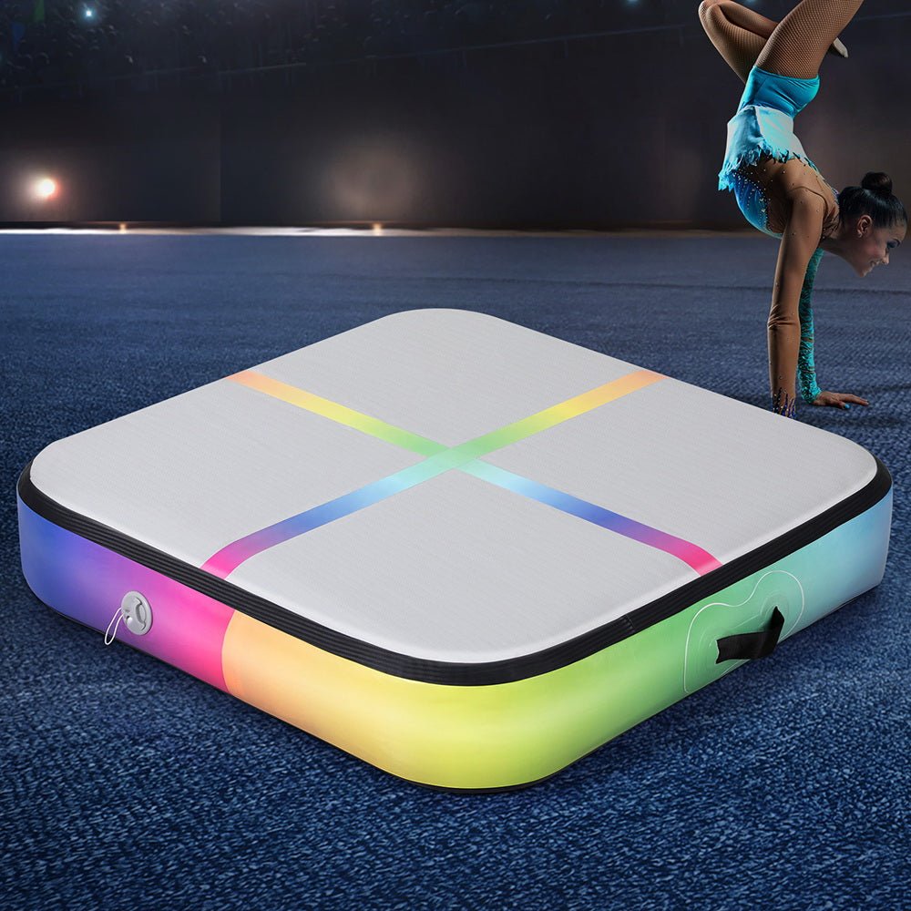 Inflatable 1m Air Track Mat for colorful home gymnastics practice by Everfit.
