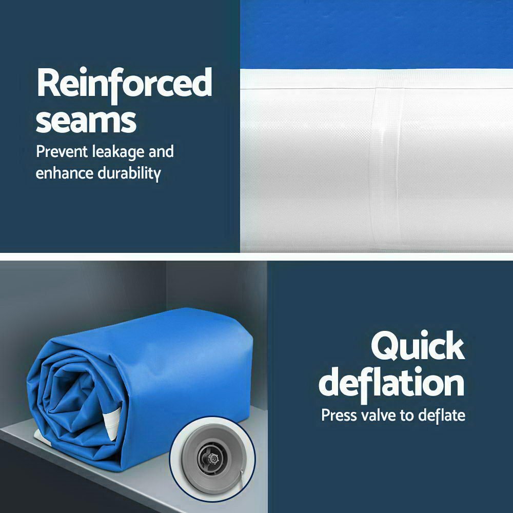 Inflatable 4X1M air track mat with pump for kids gymnastics, 20CM thick, vibrant blue. Inflatable 4X1M air track mat with pump for kids gymnastics, 20CM thick, vibrant blue.