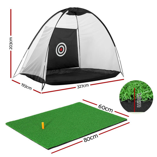 Kid-friendly Everfit Golf Practice Net and Training Mat Set for home training fun.