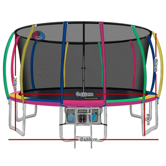 Everfit 16ft trampoline with basketball hoop for active kids backyard fun.