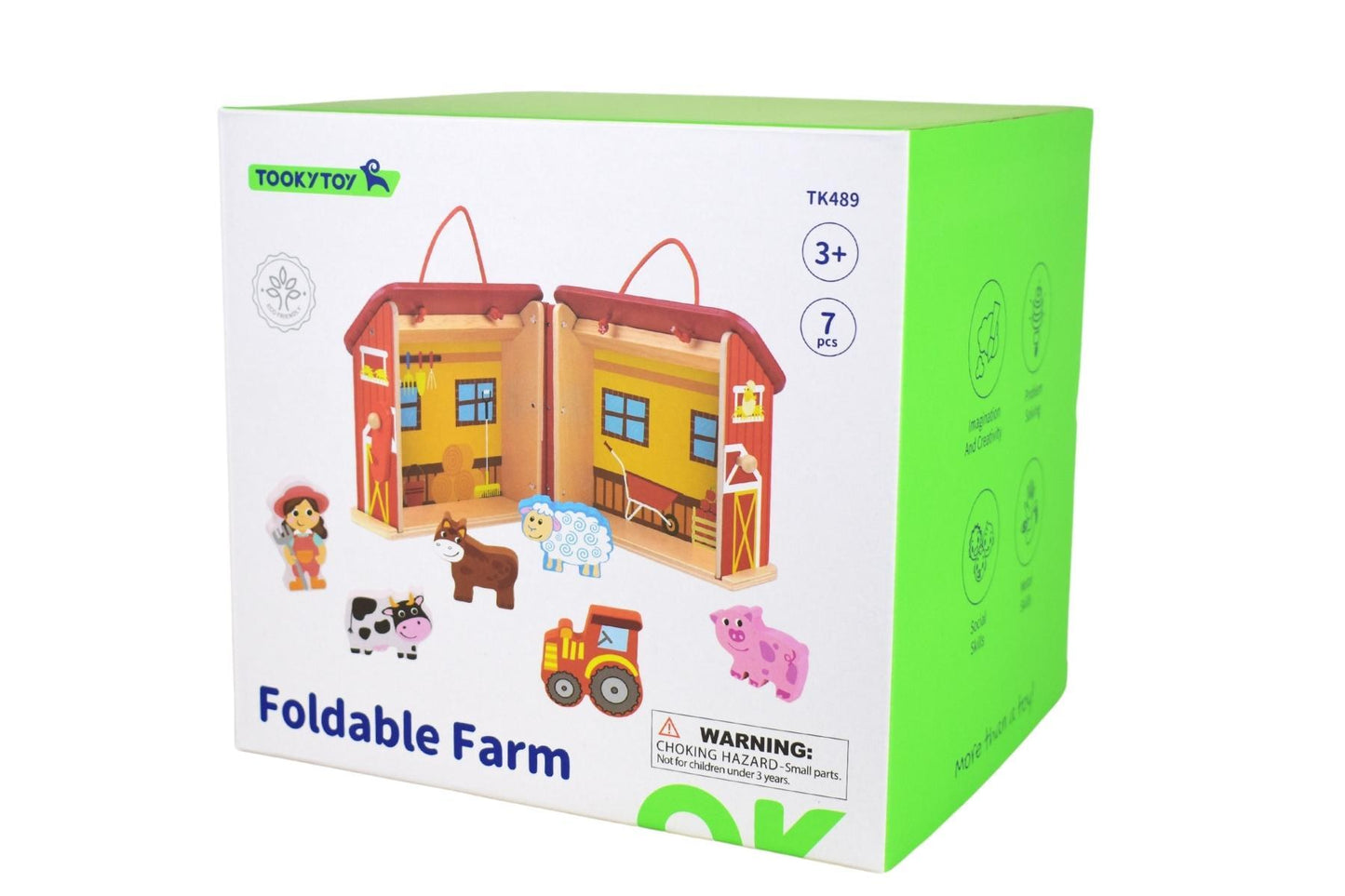 Farm playset in portable carry box for imaginative play at home, perfect for young kids.